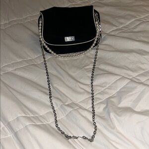 Dior Beauty Black Velvet Bag with Pearl & Silver Straps